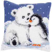 Vervaco stamped cross stitch kit cushion "Polar bear and penguin", 40x40cm, DIY