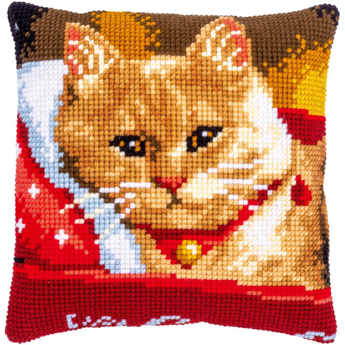 Vervaco stamped cross stitch kit cushion "Cat",...