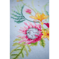 Vervaco stamped cross stitch kit tablechloth "Tropical Flowers", 80x80cm, DIY