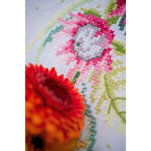 Vervaco Tischläufer Kreuzstich Stickpackung "Tropische Blumen", Stickbild vorgezeichnet, 40x100cm