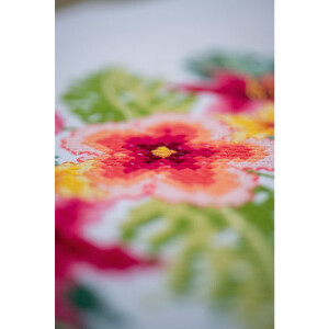 Vervaco stamped cross stitch kit tablechloth "Tropical Flowers", 40x100cm, DIY