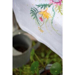 Vervaco Tischläufer Kreuzstich Stickpackung "Tropische Blumen", Stickbild vorgezeichnet, 40x100cm