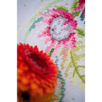Vervaco stamped cross stitch kit tablechloth "Tropical Flowers", 40x100cm, DIY