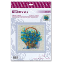 Riolis counted cross stitch kit "Forget Me Nots in a Basket", 22x22cm, DIY