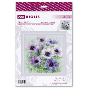 Riolis counted cross stitch kit "Purple Anemones", 30x30cm, DIY