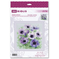 Набор для вышивки крестом Riolis "Фиолетовые анемоны", 30х30см