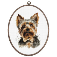 Luca-S counted cross stitch kit with hoop "The Yorkshire Terrier", 12x17cm, DIY
