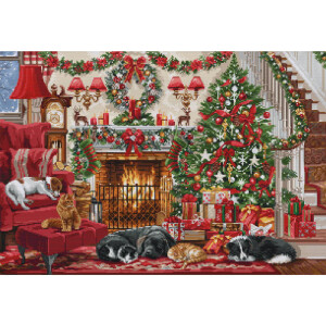 Luca-S counted cross stitch kit "Cosy Fireplace", 49x33cm, DIY