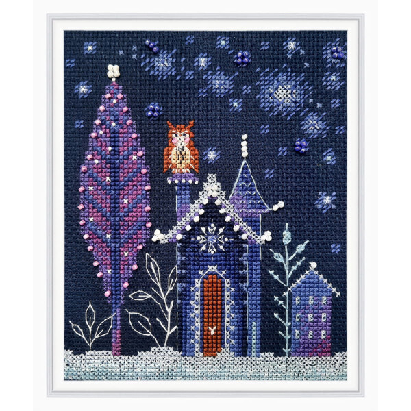 RTO counted cross stitch kit "Lodge with an owl", 12x14,5cm, DIY