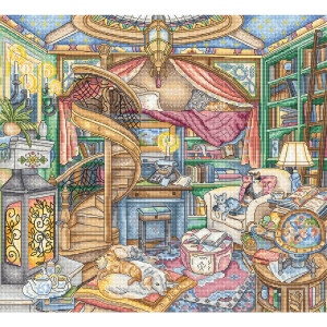 Letistitch counted cross stitch kit "Home Library", 32x35cm, DIY