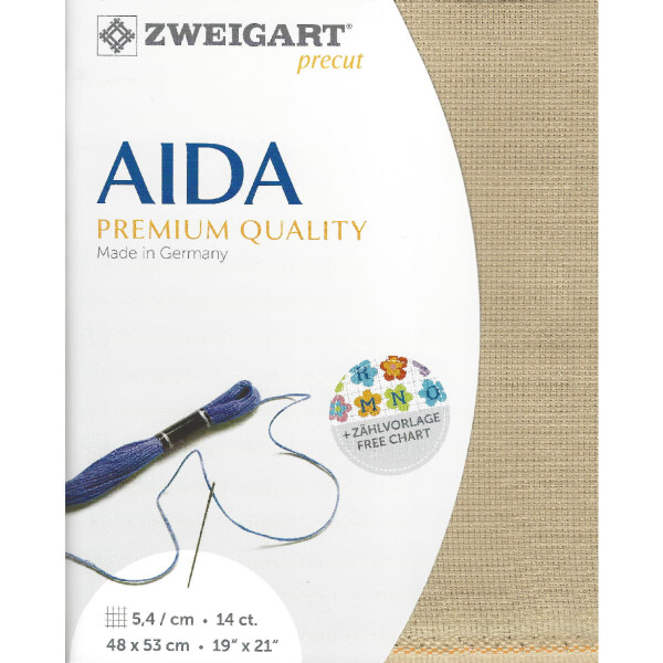 AIDA Zweigart Precute 14 ct. Stern-Aida 3706 Farbe 309 beige, Zählstoff für Kreuzstich 48x53cm