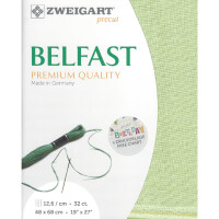 Evenweave stof Belfast Zweigart Precute 32 ct. 3609 100% Linnen kleur 6083 groen 48x68 cm