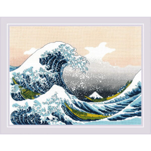 Riolis telpakket "The Great Wave off Kanagawa after K. Hokusai", 40x30cm