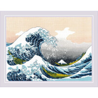 Kit de point de croix compté Riolis "La Grande Vague de Kanagawa daprès K. Hokusai", 40x30cm