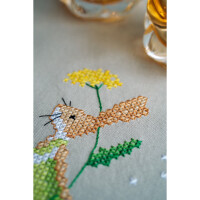 Vervaco stamped cross stitch kit tablechloth "Eastern rabbits", 40x100cm, DIY