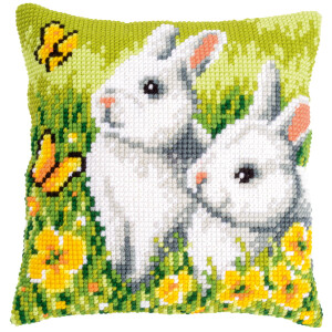 Vervaco stamped cross stitch kit cushion "Rabbits...