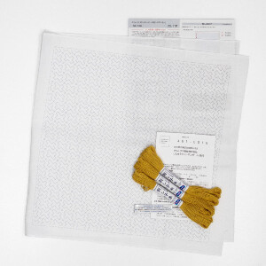 Olympus stamped Hitomezashi Sashiko stitch kit "Hana Fukin Nagashi-Jyuji", 34x34cm, Original from Japan