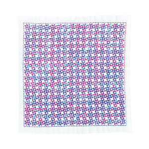 Olympus stamped Hitomezashi Sashiko stitch kit "Hana Fukin Windmills", 34x34cm, Original from Japan