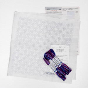 Olympus stamped Hitomezashi Sashiko stitch kit "Hana Fukin Windmills", 34x34cm, Original from Japan