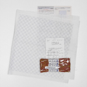 Olympus stamped Hitomezashi Sashiko stitch kit "Hana Fukin Kaku-Shippou", 34x34cm, Original from Japan