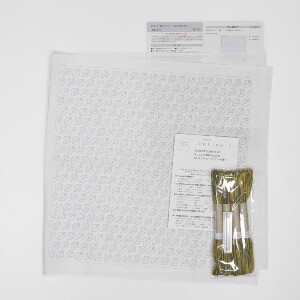 Olympus stamped Hitomezashi Sashiko stitch kit "Hana Fukin Leaves", 34x34cm, Original from Japan