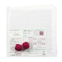 Olympus stamped Hitomezashi Sashiko stitch kit "Hana Fukin Flowers of Camellia", 34x34cm, Original from Japan
