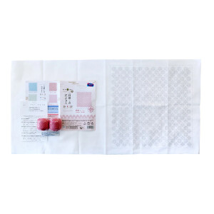 Olympus stamped Hitomezashi Sashiko stitch kit "Hana Fukin Clematis", 34x34cm, Original from Japan