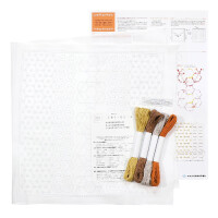 Olympus stamped Hitomezashi Sashiko stitch kit "Hana Fukin Honeycomb", 34x34cm, Original from Japan