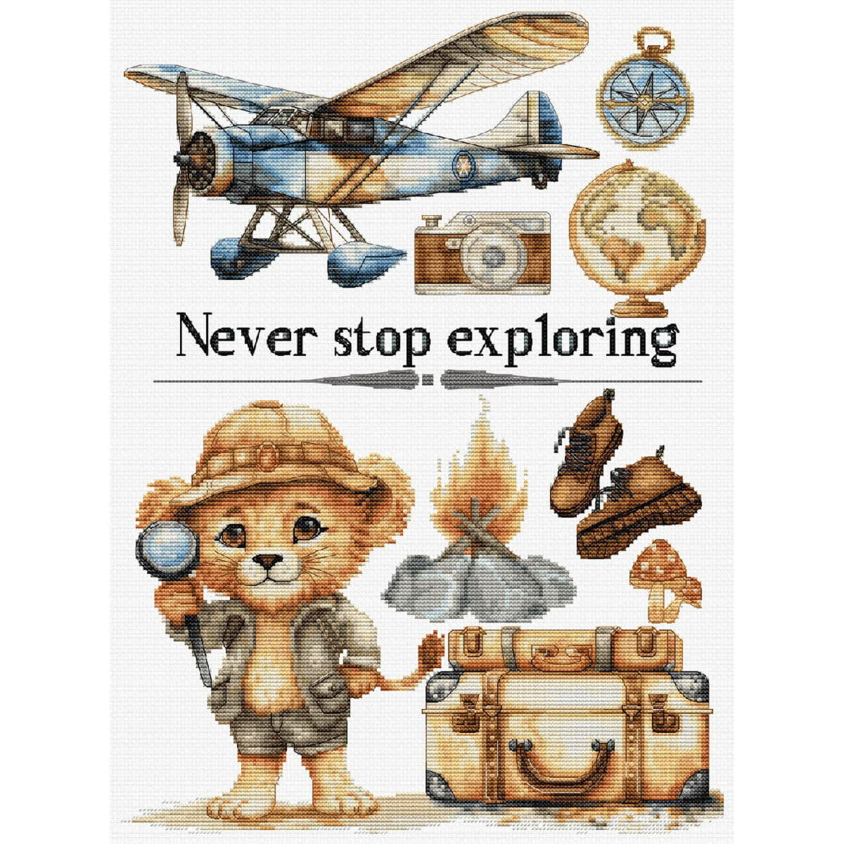 A whimsical illustration shows a bear cub on a journey,...