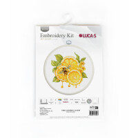 Luca-S counted cross stitch kit with hoop "The Lemon Juice", 12x12cm, DIY
