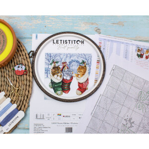 Letistitch counted cross stitch kit "Snowy Kitties", 24x24cm, DIY