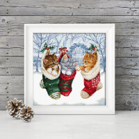 Kit punto croce Letistitch "Snowy Kitties", 24x24 cm