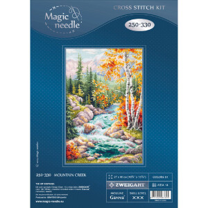 Magic Needle Zweigart Edition counted cross stitch kit "Mountain Creek", 27x40cm, DIY
