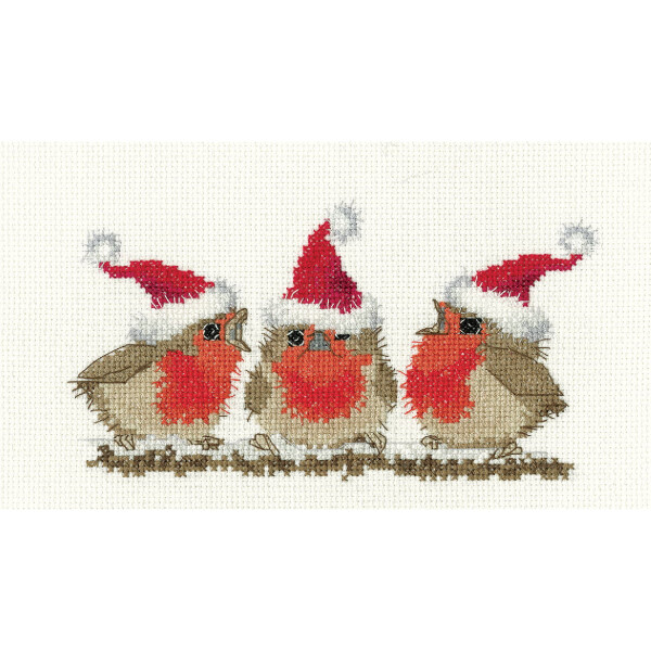 Heritage counted cross stitch kit Aida "Festive Robins", VPFR1736, 18,5x10cm, DIY