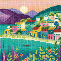 Heritage counted cross stitch kit Aida "The Peaceful Harbour", MSPH1739, 20,5x20,5cm, DIY