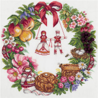 Panna counted cross stitch kit "Fruitfulness Wreath", 32,5x32cm, DIY
