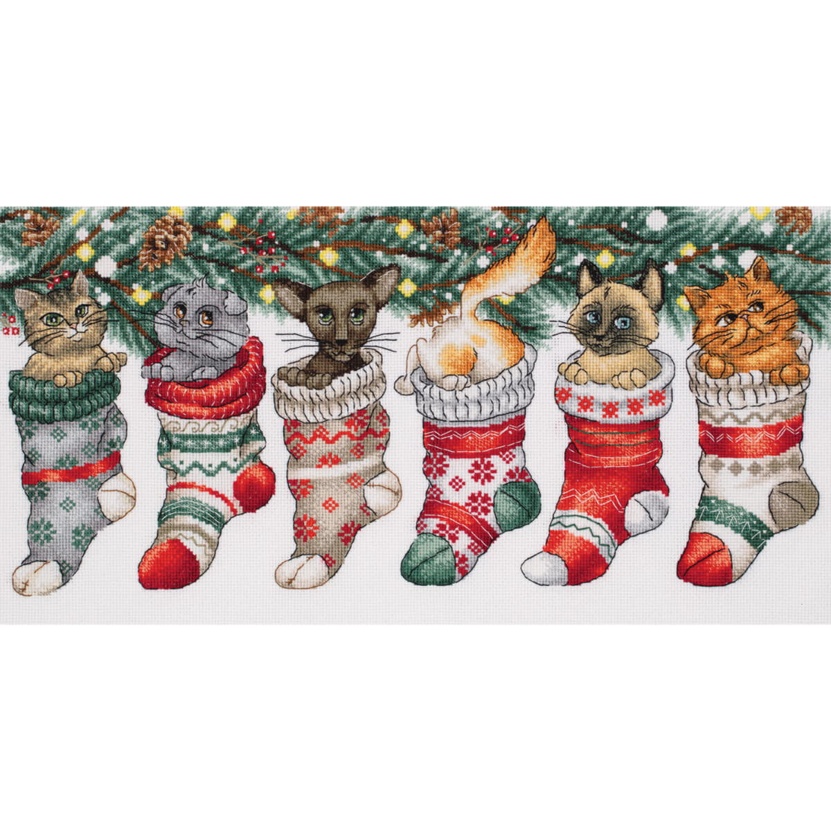 Kit punto croce Panna "Christmas Cute Cats",...