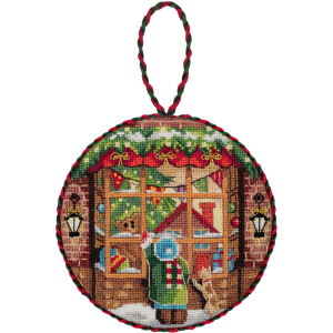 Panna Kreuzstich Stickpackung "Weihnachtsschmuck. Fenster mit Geschenken", Zählmuster, 8,5x8,5cm