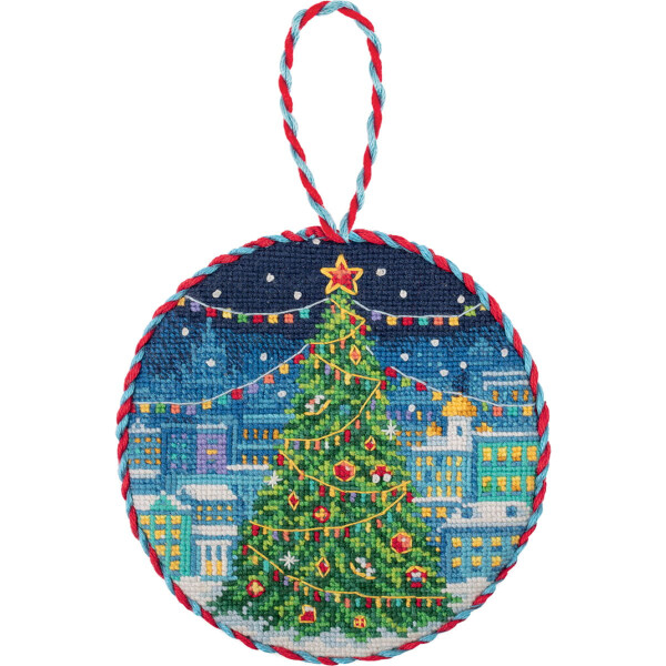 Panna Kreuzstich Stickpackung "Weihnachtsschmuck. Weihnachtsbaum in der Stadt", Zählmuster, 8,5x8,5cm
