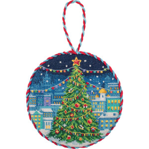 Panna kit de punto de cruz contado "Adorno de Navidad. Árbol de Navidad de la ciudad", 8,5x8,5cm