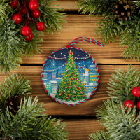 Panna counted cross stitch kit "Christmas ornament. City Christmas Tree", 8,5x8,5cm, DIY