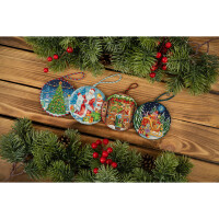 Panna counted cross stitch kit "Christmas ornament. City Christmas Tree", 8,5x8,5cm, DIY