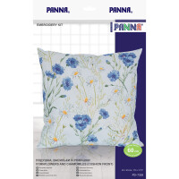 Panna counted cross stitch cushion kit "Cornflowers and Chamomiles", 45x45cm, DIY