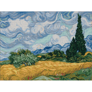 Panna Kreuzstich Stickpackung "Goldene Serie. Weizenfeld mit Kappressen, Vincent Van Gogh", Zählmuster, 38x30cm