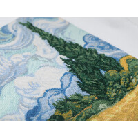 Panna kit de punto de cruz contado "Serie Dorada. Campo de trigo con capresas, Vincent Van Gogh", 38x30cm