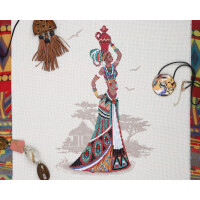 Kit de punto de cruz contado Panna "Serie Dorada. Mujeres del mundo. África", 26,5x38cm