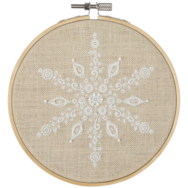 Panna counted free style stitch kit with hoop "Snowflake", 12,5x12,5cm, DIY