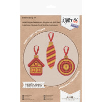 Klart counted cross stitch kit "Christmas Ornaments. Gift From Childhood. Set of 3", ca. 8x8cm, DIY