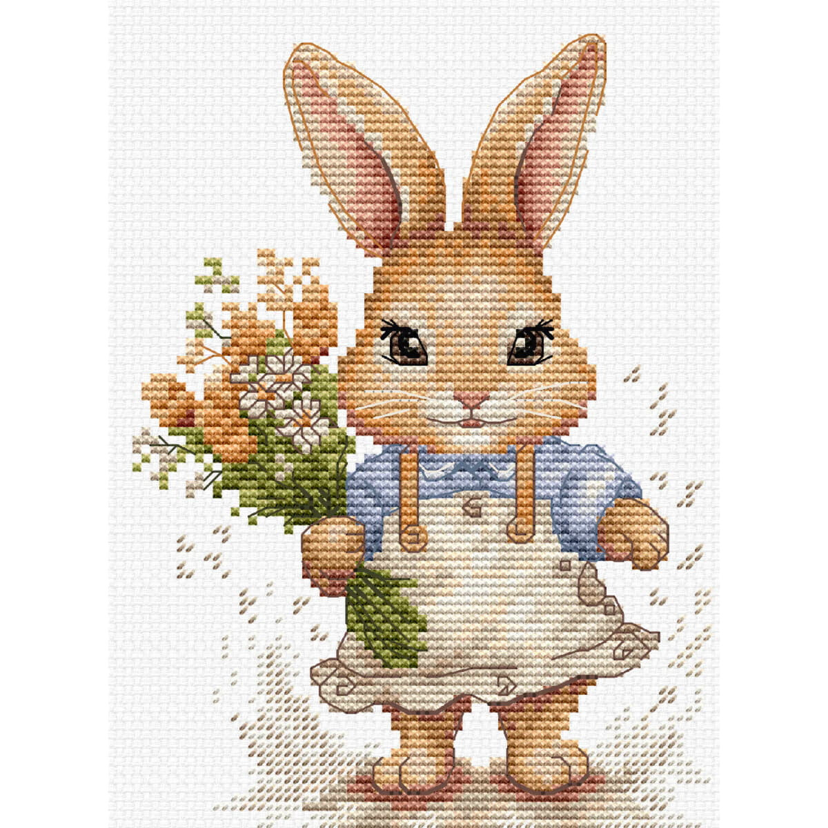 Illustration of a cute brown bunny wearing a blue shirt...