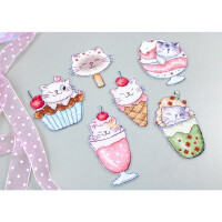 Letistitch counted cross stitch kit "Sommer Kitties Kit of 6 pcs. ", 7x10cm, DIY